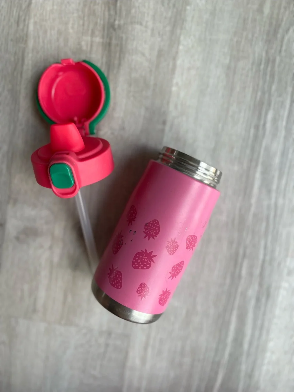 Cat & Jack Pink Strawberry Backpack, Lunchbox & Bottle Set